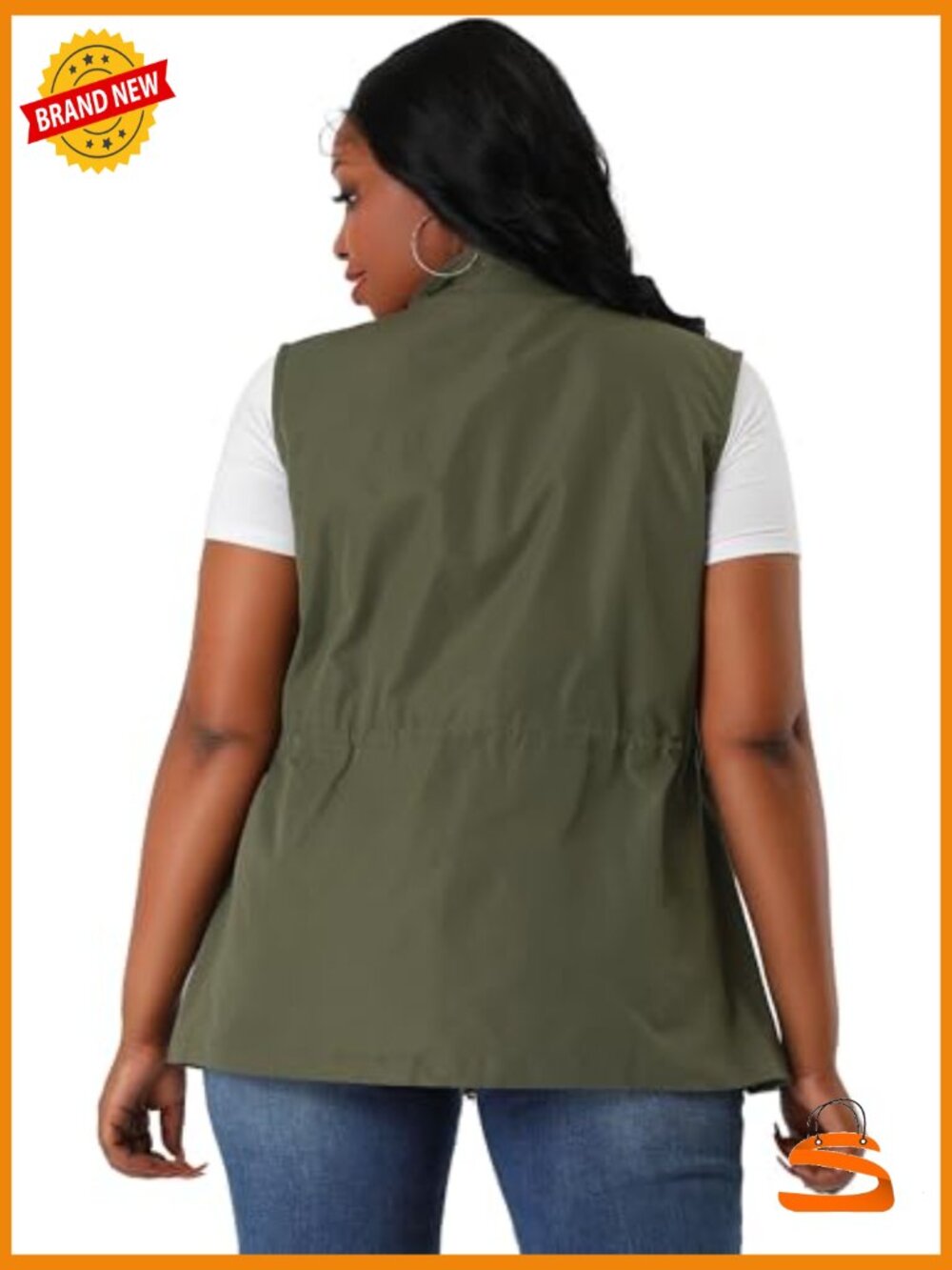 Plus Size Sleeveless Cargo Vest Lightweight Anorak Utility Vest Women - Picture 5 of 6